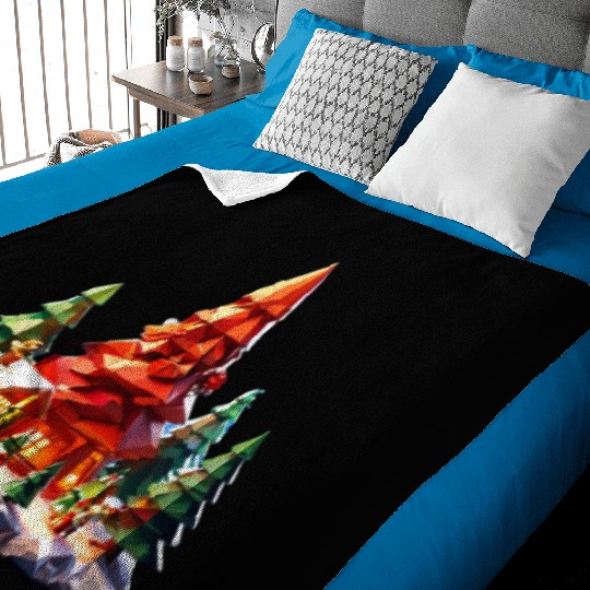 Geometric Christmas Tree Scene Baby Blankets