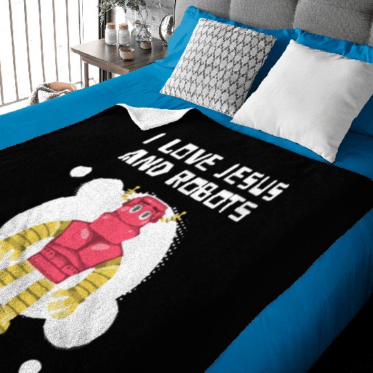 I Love Jesus and Robots, John 3:16 Baby Blankets