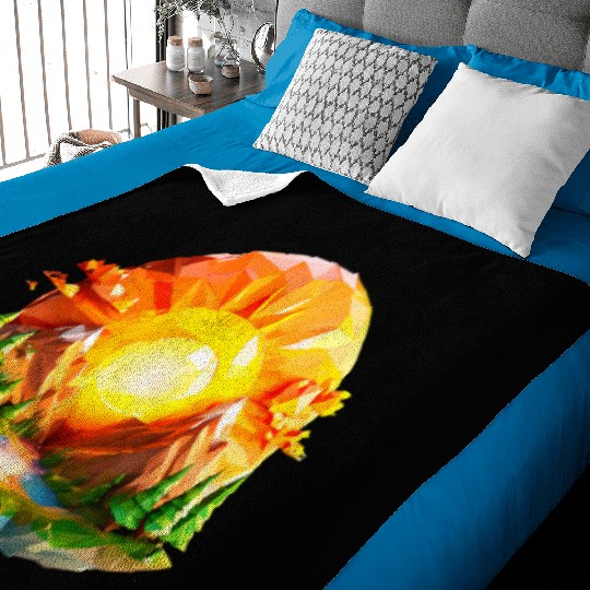 Vibrant Geometric Sunrise Landscape – Nature-Inspi Baby Blankets