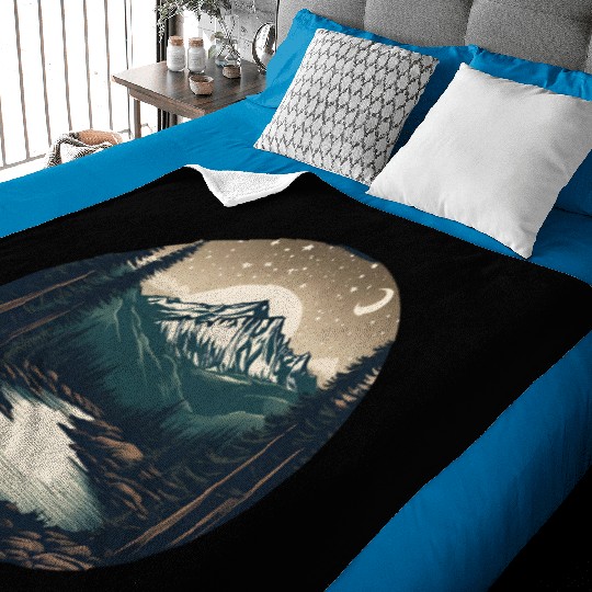 Nighttime Serenity: Mountains and River Under the Baby Blankets