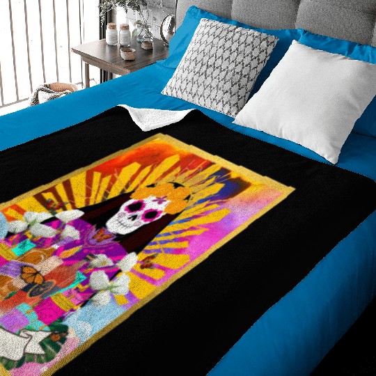 Butterfly Santa Muerte Baby Blankets