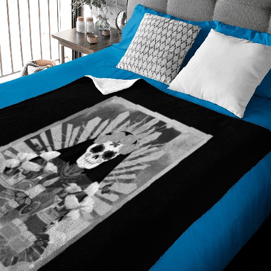 Butterfly Black and White Santa Muerte Baby Blankets