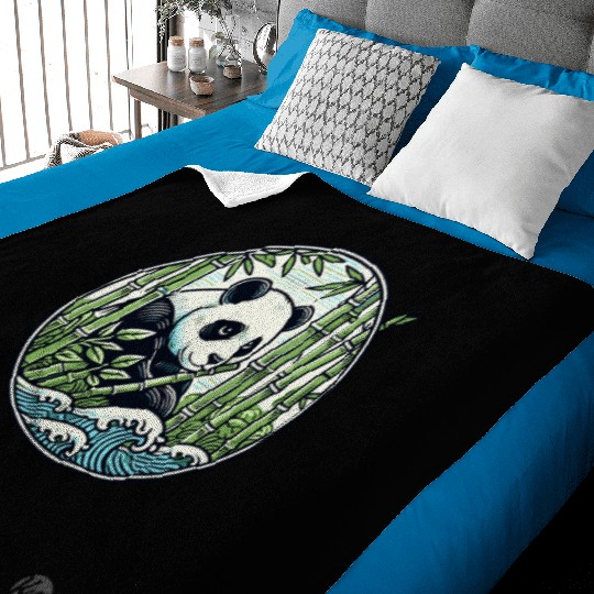 Panda in Bamboo Forest Baby Blankets