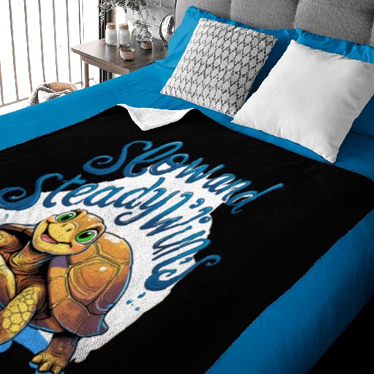 Whimsical Turtle with Confident Message Baby Blankets