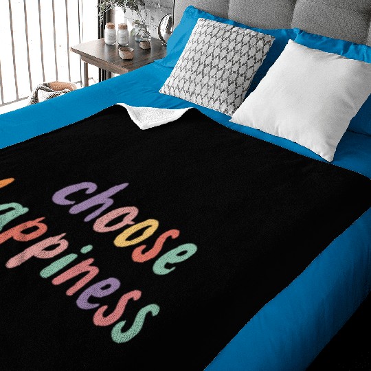 Choose Happiness Retro Colorful Pastel Kids Baby Blankets