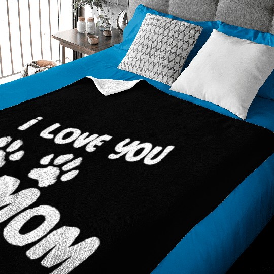 I Love You Mom Puppy Love for dark Baby Blankets