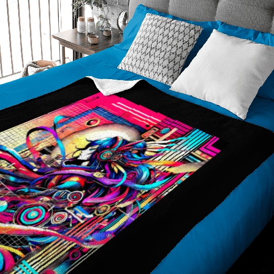 "Cyberpunk Anime Vibes" Baby Blankets