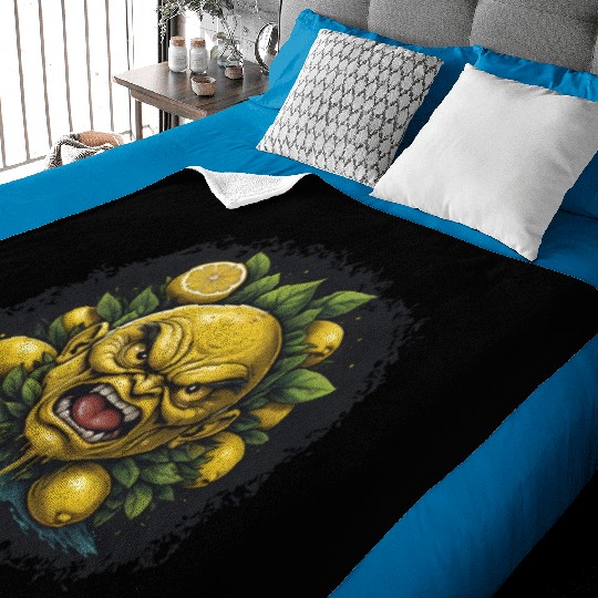 Angry Lemon Head with Realistic Details Baby Blankets