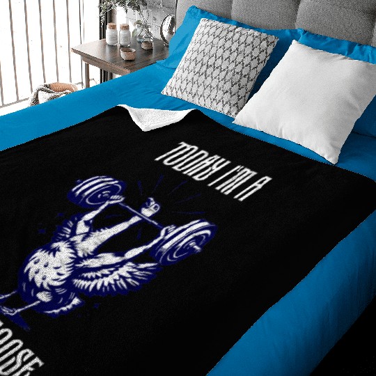 Today I m A Serious Goose Funny Goose Doing Gym Baby Blankets