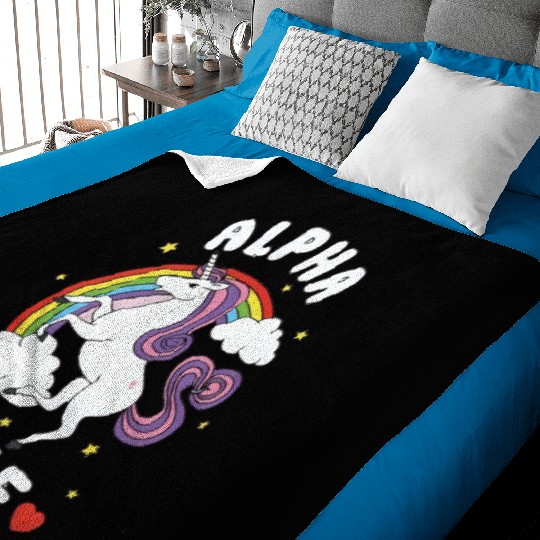 Alpha Male unicorn funny sarcastic ironic pink Baby Blankets