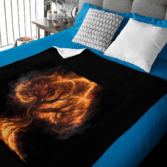 Fiery Arcane Tree Illustration Baby Blankets