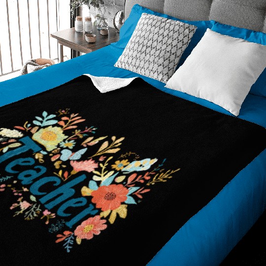 Floral Teacher Wall Art, Teacher Appreciation Baby Blankets