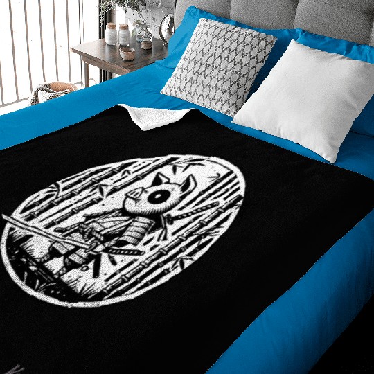 Pig Samurai in Bamboo Forest Baby Blankets