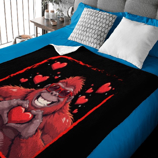 Heart Valentines Day Bigfoot Design Boys Kids Baby Blankets