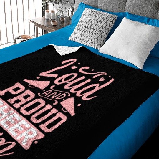 Loud And Proud Cheer Mom Heart Cheerleader Sports Baby Blankets