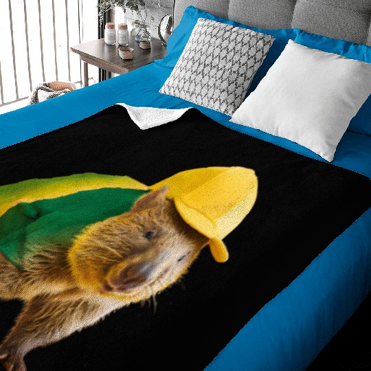 Green and Gold Wombat 2 Baby Blankets