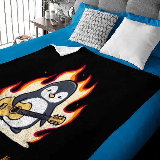 Music Guitar Penguin Baby Blankets