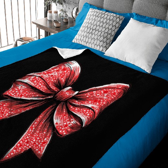 Valentine's Day Heart Coquette Bow Retro Baby Blankets