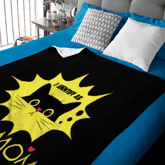 I identify as CAT MOM black cat novelty graphic Baby Blankets
