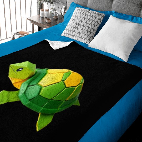 3D Origami Turtle Baby Blankets
