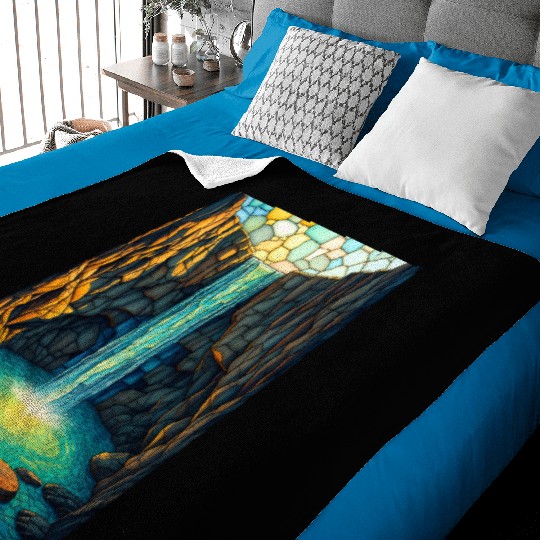 Celestial Waterfall Sanctuary Baby Blankets