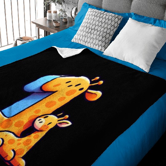 Cheerful Giraffe with Number 1 Design Baby Blankets