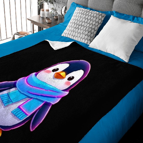 Penguin in Scarf Baby Blankets