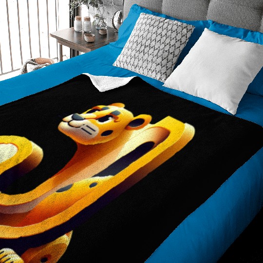 Lion with Letter J - Cute Animal Illustration Baby Blankets