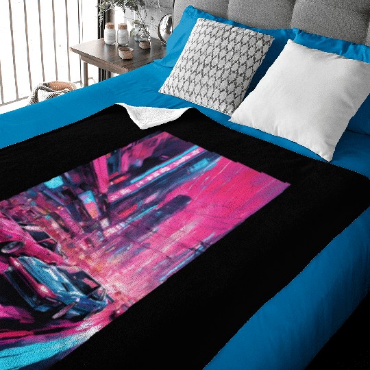 Street racers in downtown Tokyo Vaporwave Baby Blankets