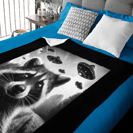 Racoon trash panda Funny Graphic Selfie UFOs Weir Baby Blankets