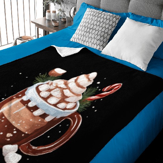 Festive Hot Chocolate with Marshmallows Baby Blankets