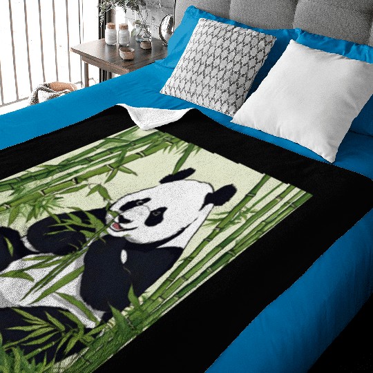 Chill Panda Eating Bamboo Cute Relaxed Design Baby Blankets