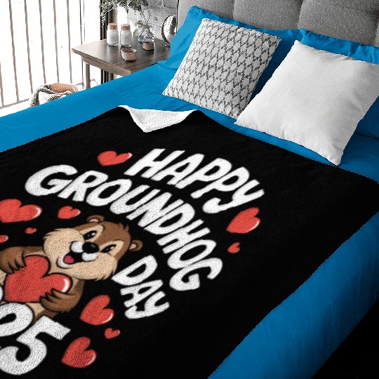 Happy Groundhog Day Baby Blankets