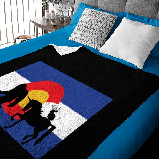 Mythical Creature and Jeep in Colorado Flag Baby Blankets