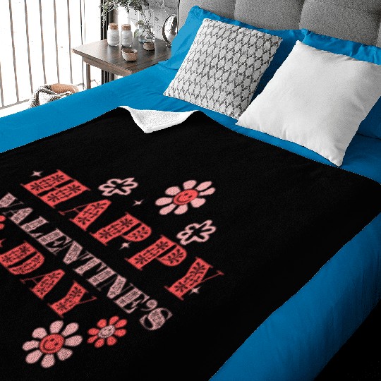 Red and Black Floral Valentine s Day Baby Blankets