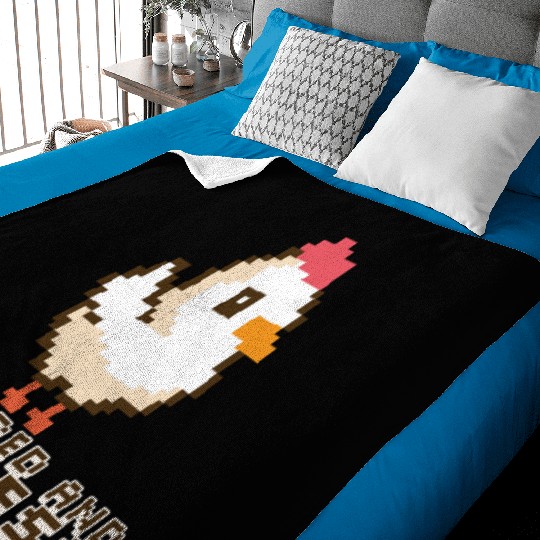 Feathered and Fearless: Bold 8-Bit Chicken Baby Blankets