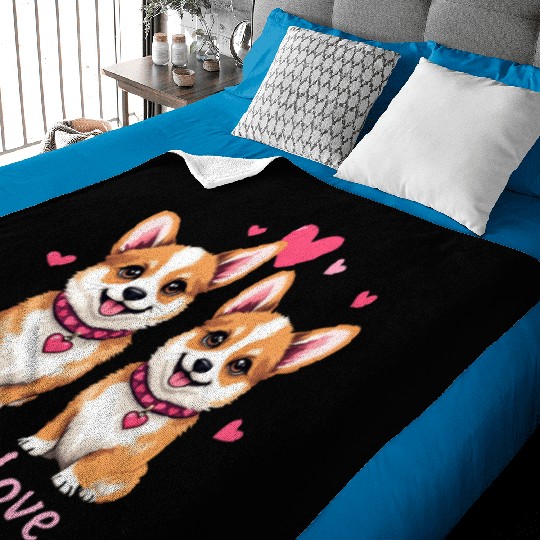 Valentines Day - Puppy Love Corgi dog Baby Blankets