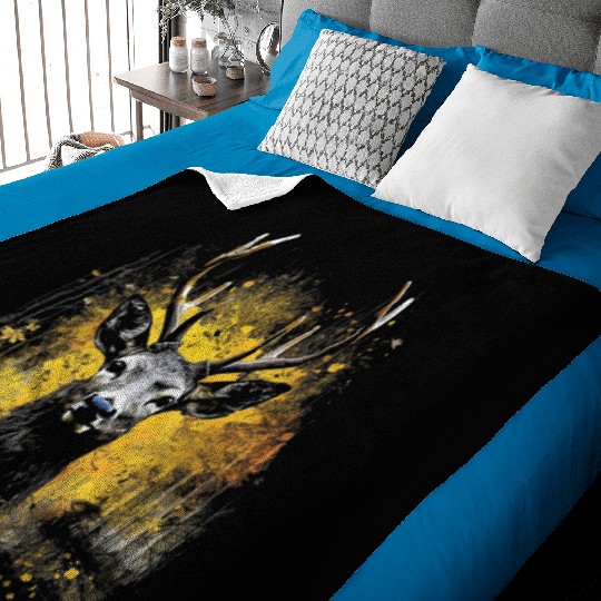 Modern Artistic Deer Head Design Baby Blankets