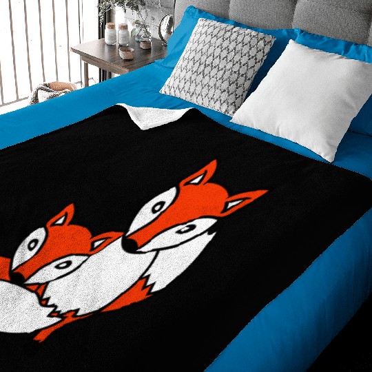 2 Foxes Friends Red Fox Two Wild Animals Team Crew Baby Blankets