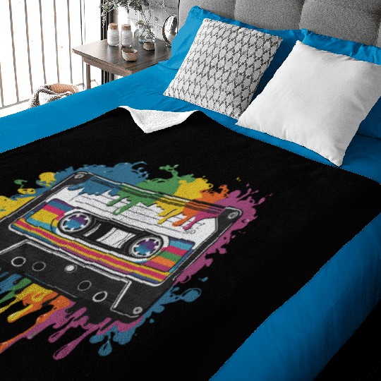 80s Retro Cassette Splash Classic Cassette Tape Baby Blankets