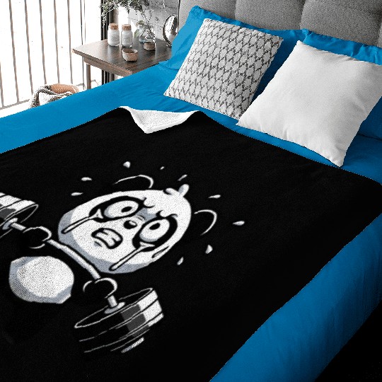 Cute Panda Barbell Workout Cartoon Baby Blankets