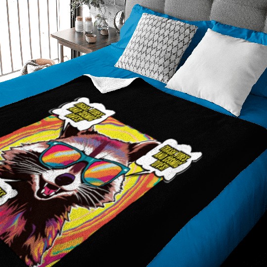 A Psychedelic Trash Advocate Raccoon Baby Blankets