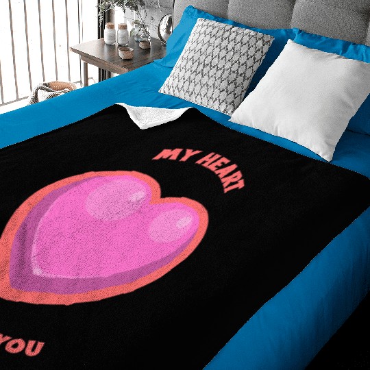 My Heart Beats For You Baby Blankets