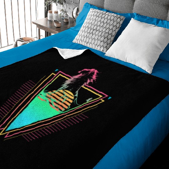 Lion Vaporwave Synthwave 90s 80s Sunset Baby Blankets