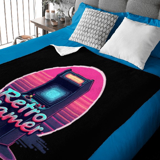 retro gamer in retro style oldschool gamer Baby Blankets