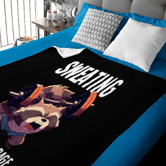 Raccoon Weightlifting Workout Gym Gift Baby Blankets