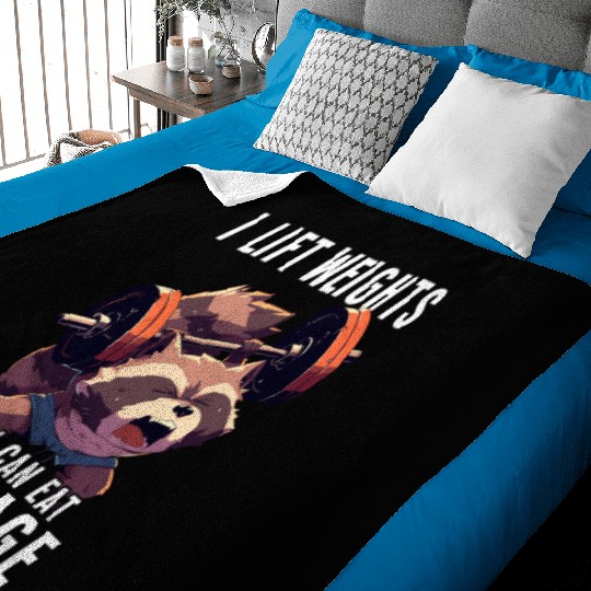Weightlifting Raccoon Workout Gym Gift Baby Blankets
