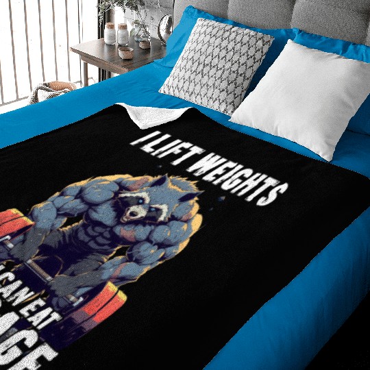 Weightlifting Workout Gym Raccoon Gift Baby Blankets