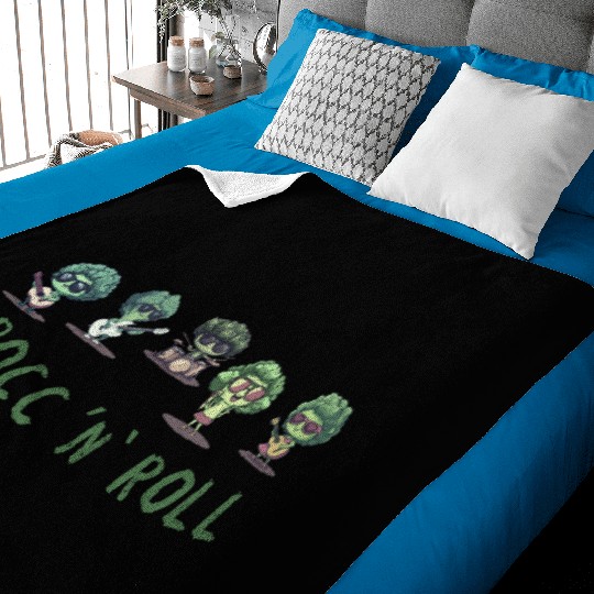 Rock And Roll Broccoli Fun Guitar Rock Band Humor Baby Blankets