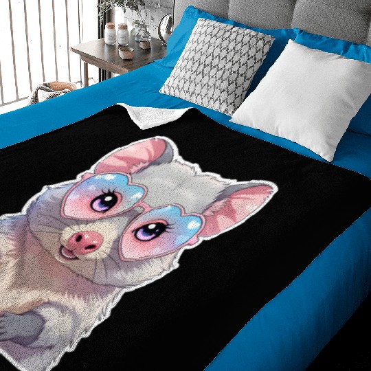 Opossum with glasses Baby Blankets